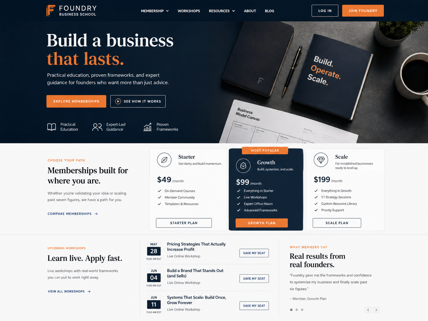 Foundry Business School homepage concept